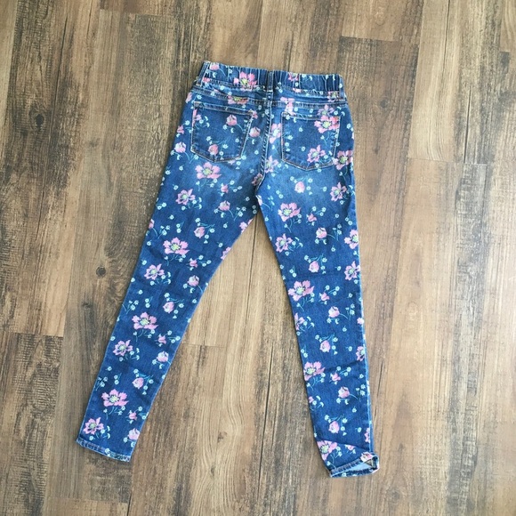 GAP Kids Floral Patterned stretch Jeggings Blue Jeans - Picture 5 of 5